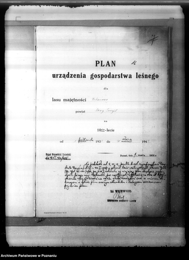Obraz 20 z jednostki "Plan urządzenia gospodarstwa leśnego dla lasu majętności Urbanowo powiat nowotomyski 1933-1943"