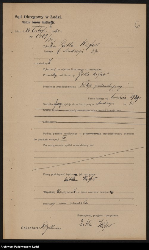 Obraz 8 z jednostki "Gitla Kifer – sklep galanteryjny"