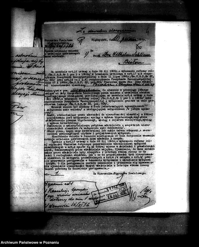 Obraz 8 z jednostki "Majątek Białcz powiat międzychodzki wyłączenie z art. 4/5 ustawy o reformie rolnej Dr Wilhelm Schlinke"