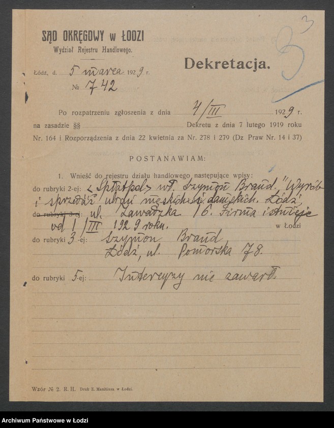 Obraz 5 z jednostki "Szymon Brand- wyrób i sprzedaż ubrań damskich i męskich"