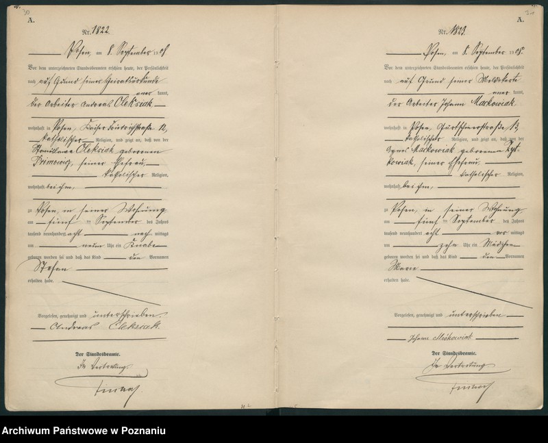 Obraz 18 z jednostki "Księga miejscowa urodzeń tom IV-V [Rejestr główny urodzeń]"