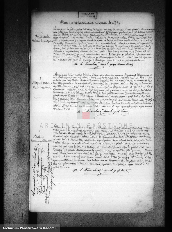 image.from.unit.number "Dublikat aktov graždanskago sostoâniâ ob urodivših, brakosočetavšihsâ i umerših v prihoda Glovačev za 1891 god"