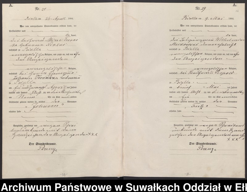 image.from.unit.number "Geburts-Haupt-Register des Königlichen Preussischen Standes-Amtes Bialla Kreis Johannisburg"
