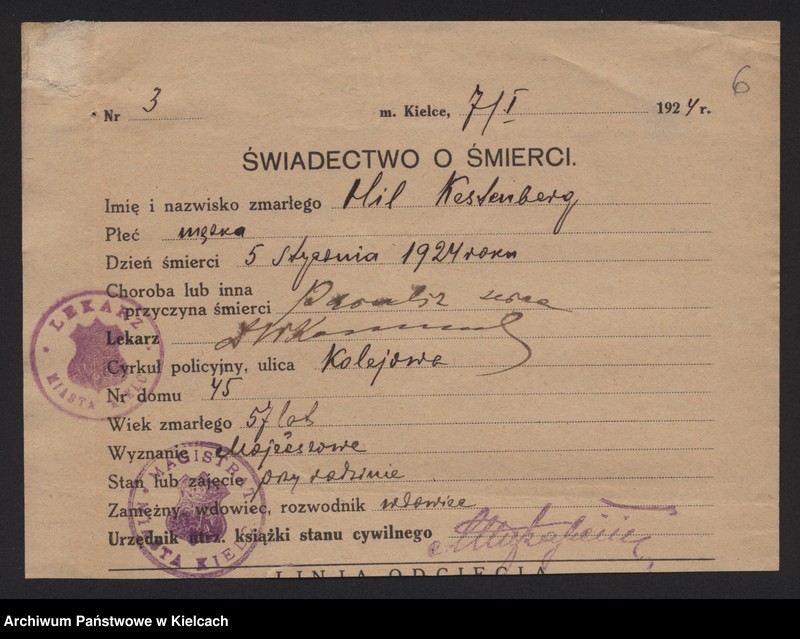 image.from.unit.number "Załączniki do akt zgonu Okręgu Bożniczego Kielce za rok 1924"