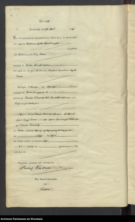 image.from.unit.number "Sterbe-Haupt-Register Breslau IV 1906 Band 2"