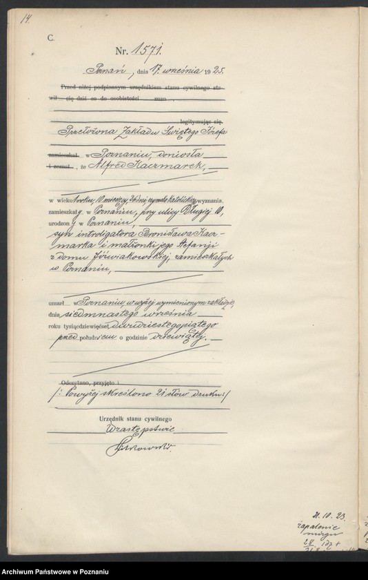 Obraz 16 z jednostki "Księga miejscowa zgonów tom IV [Rejestr główny zgonów]"