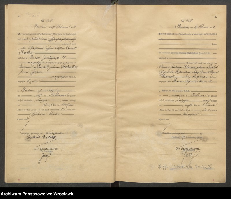 image.from.unit.number "Geburts-Haupt-Register Breslau IV 1913 Band 2"