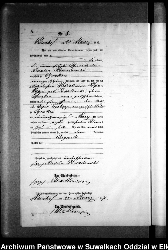 image.from.unit.number "Geburts-Neben-Register des Preussischen Standes-Amtes Gr. Strengeln Kreis Angerburg"