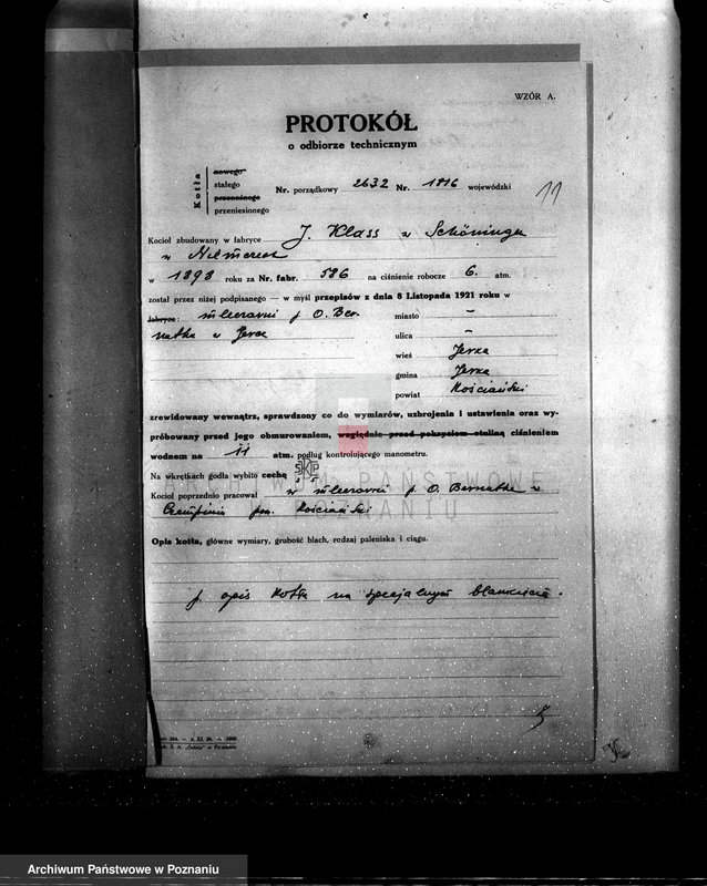 Obraz 15 z jednostki "Mleczarnia parowa w Jerce pow. kościański własność Otton Bermuth z Borowa nr woj. kotła 1816"