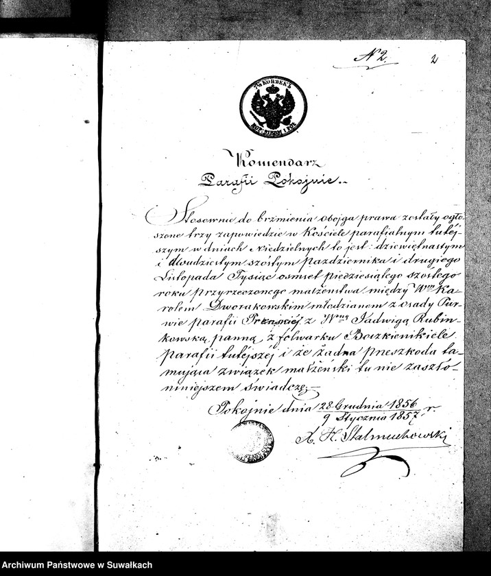 image.from.unit.number "Dowody do Akt Ślubnych z roku 1857 Suwałk"