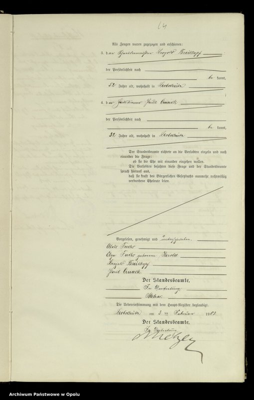 image.from.unit.number "Heiraths-Haupt-Register Standesamts Leobschütz pro 1903"