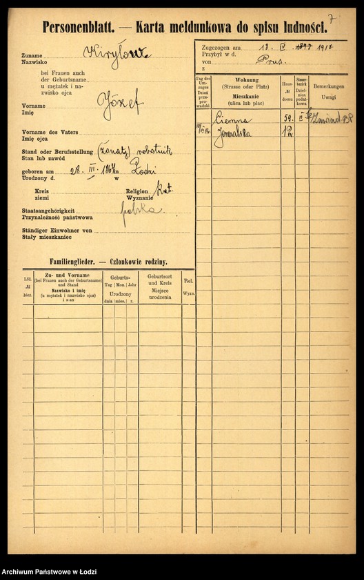 Obraz 9 z jednostki "[Spis ludności Łodzi] Kirszrot - Klajdermacher"