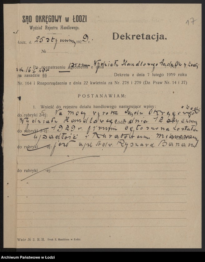 Obraz 19 z jednostki "Ignacy Lipszyc – sprzedaż towarów wełnianych"