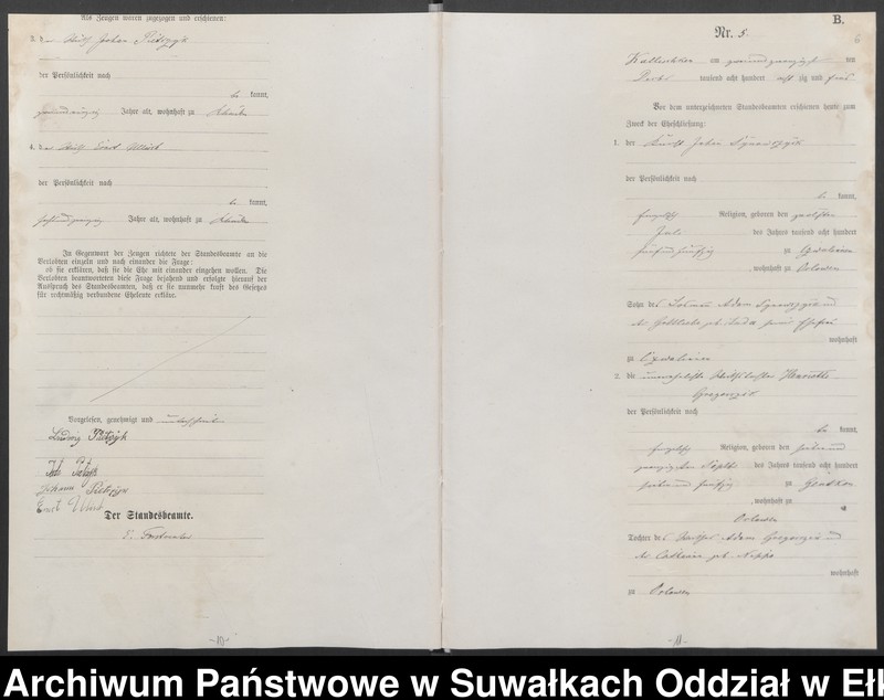 image.from.unit.number "Heiraths-Haupt-Register des Königlich Preussischen Standes-Amtes Kallischken Kreis Johannisburg]"
