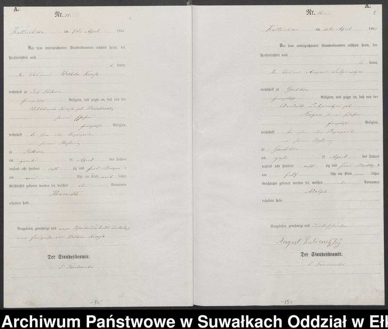 image.from.unit.number "[Geburts-Haupt-Register des Königlich Preussischen Standes-Amtes Kallischken Kreis Johannisburg]"