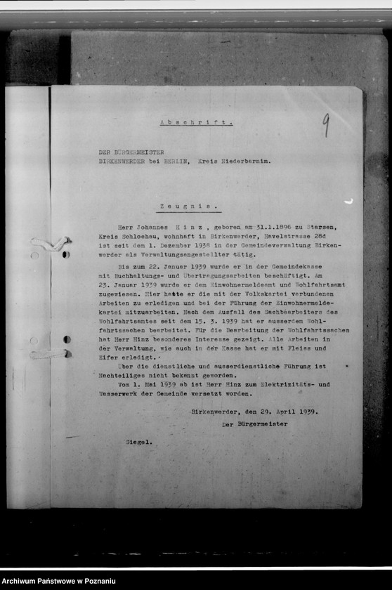 Obraz 13 z jednostki "Hinz, Johannes - komisarz obwodowy"