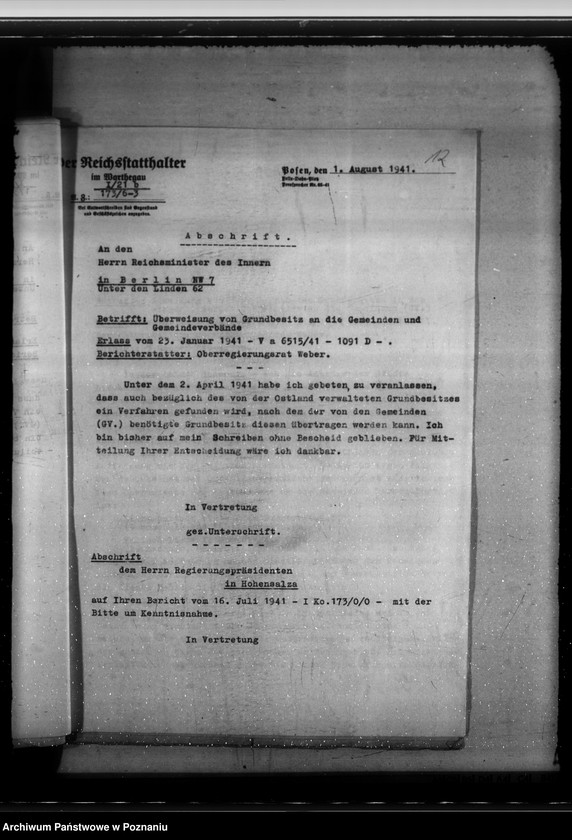 Obraz 16 z jednostki "Zuweisung der beschlagnahmten Grundstücke an diwe Gemeinden. Lehrlingsheim in der Ostgebieten"