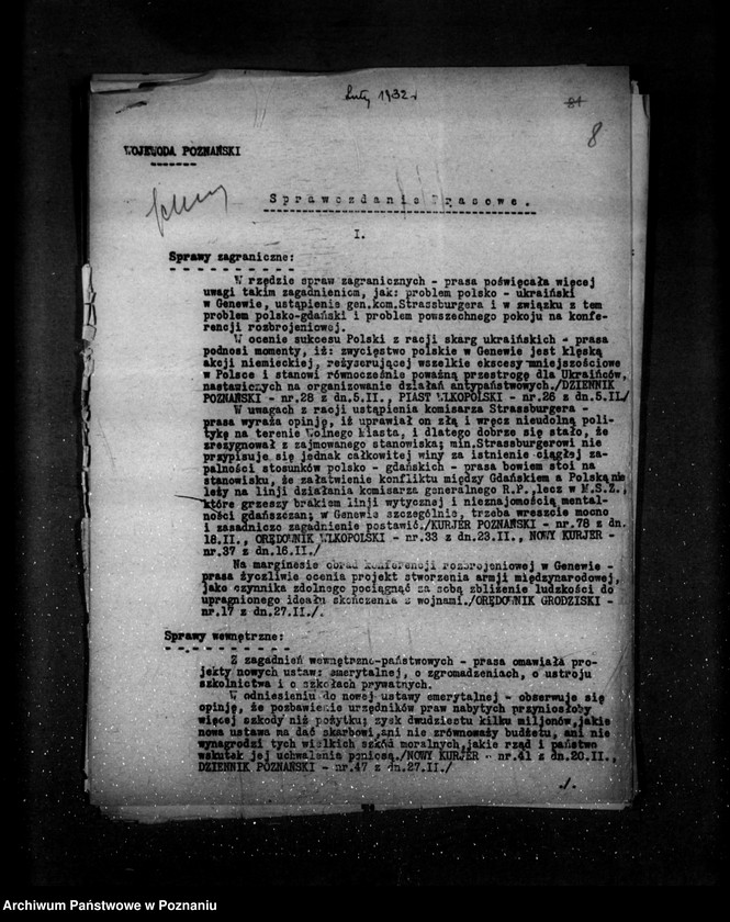 Obraz 12 z jednostki "Sprawozdanie prasowe za miesiące styczeń-kwiecień czerwiec- grudzień 1932 r."