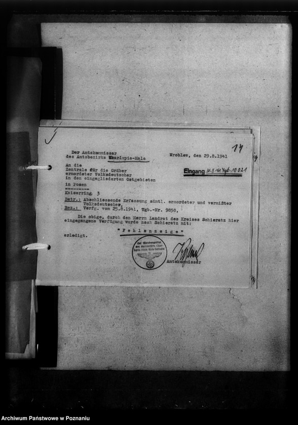 Obraz 18 z jednostki "Kreis Sieradz. Korespondencja w sprawie miejscowych Niemców, którzy zginęli w 1939 roku"