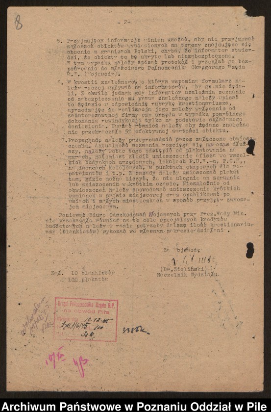 Obraz 10 z jednostki "[Zarządzenia i sprawozdania statystyczne dotyczące rejestracji szkód wojennych]"