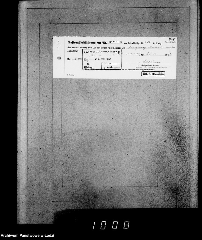 Obraz 9 z jednostki "Aufträge [Lieferscheinen und Rechnungen] 12481-12530 Lebensmitteleinkauf 5/Mü [Dostawa artykułów pierwszej potrzeby do Getta]."