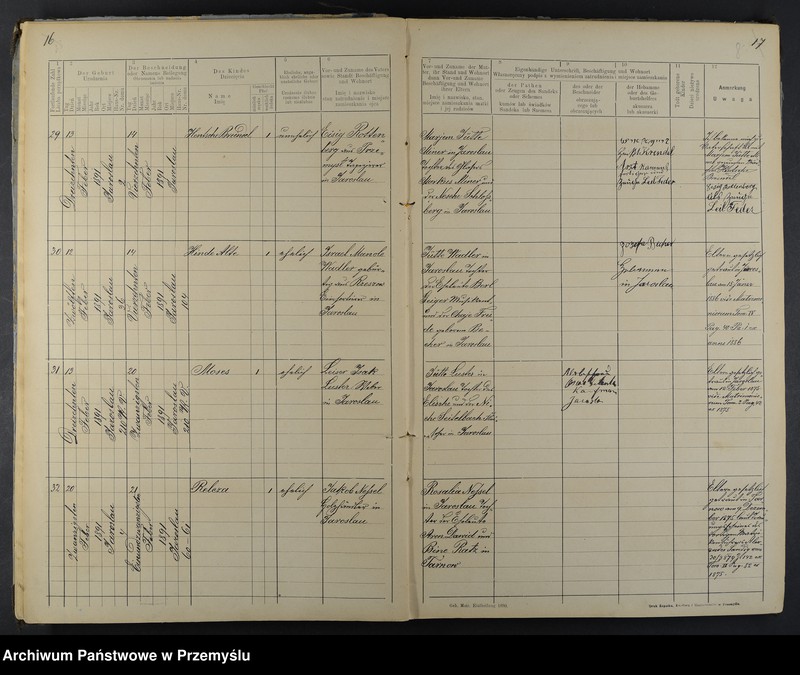 image.from.unit.number "Geburtsmatrik des Isr.[aelitischen] Matriken-Bezirkes Jaroslau pro 1891"
