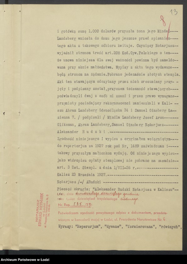 Obraz 15 z jednostki "Josyf Aron Gliksman, Hersz Lajb Gliksman- wyrób i sprzedaż manufaktury"