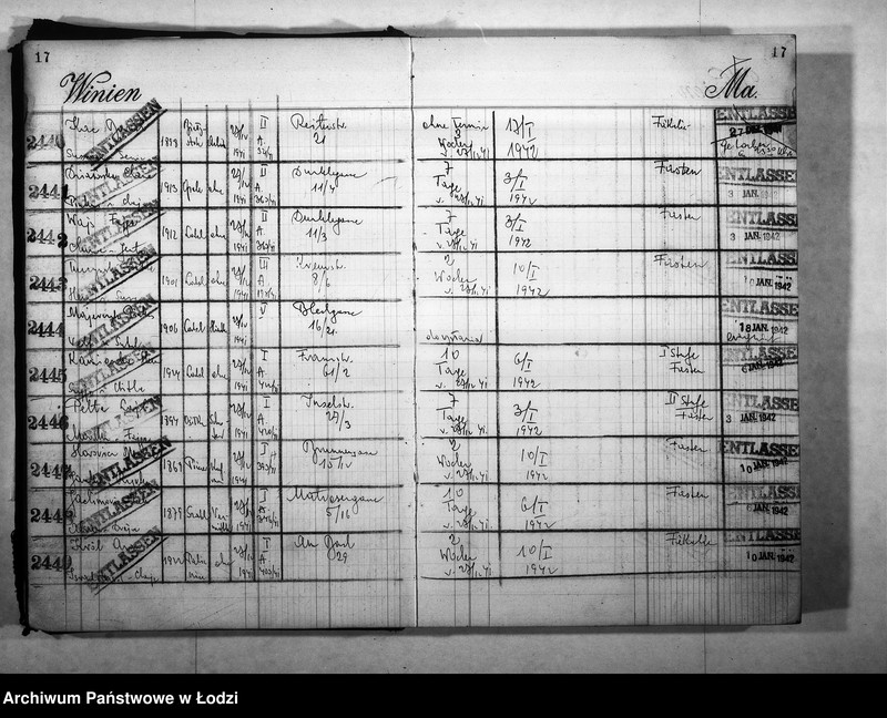 Obraz 20 z jednostki "Entlassungsbuch [Imienny spis więźniów, dane personalne]"