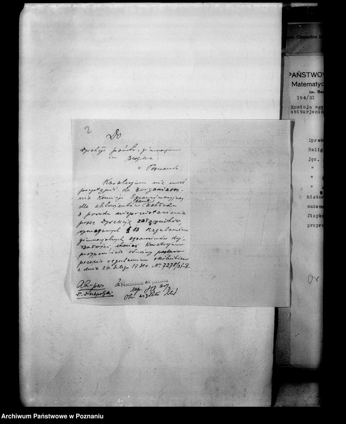Obraz 6 z jednostki "Państwowe Gimnazjum imienia Bergera- Poznań [protokół egzaminu eksternistów i spisy abiturientów]"