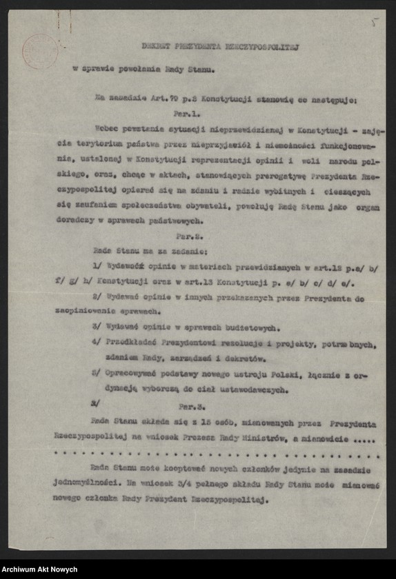 image.from.unit.number ""Memorandum w sprawie przepisów prawnych, dotyczy władz państwowych poza terytorium Państwa". "Dekret Prezydenta Rzeczpospolitej (na emigracji) w sprawie rozwiązania Sejmu i Senatu""