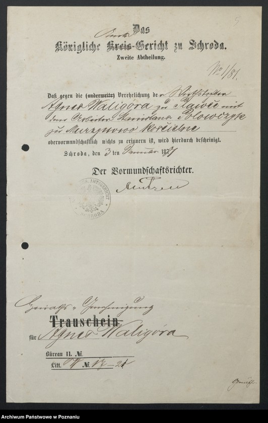 image.from.unit.number "Acta betreffend die Sammel Akten für die von den verlobten beizubringenden Urkunden und Konsenserklärungen, für die Aufgebotscheinigungen und Dispensation [...] von 1881 bis 1884"