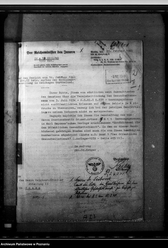 Obraz 6 z jednostki "Verordnung über die Einführung des Gesetzes über die Vereinheitlichung des Gesundheitswesens in den eingegliederten Ostgebieten."