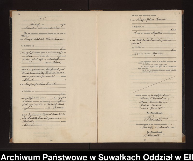 image.from.unit.number "Heiraths-Neben-Register des Preussischen Standes-Amtes Neuhoff Kreis Loetzen"