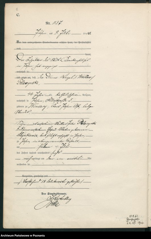 Obraz 8 z jednostki "Księga miejscowa zgonów tom III"