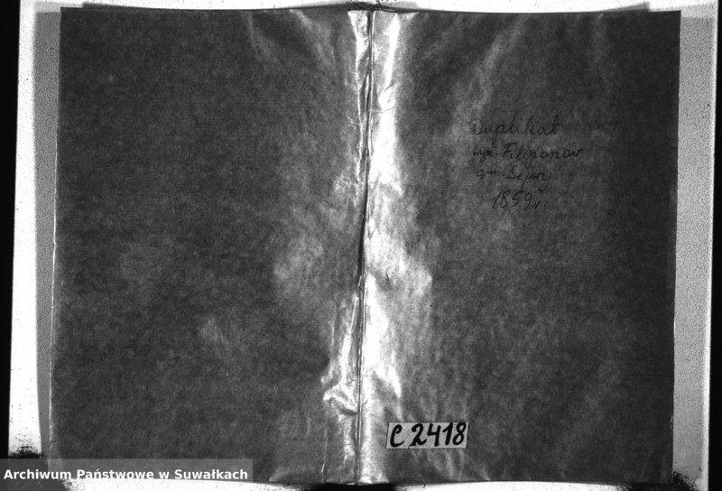 image.from.unit.number "Duplikat Akt Urodzonych, Umarłych i zaślubionych wyznania Filipońskiego Gminy Sejwy za rok 1859"