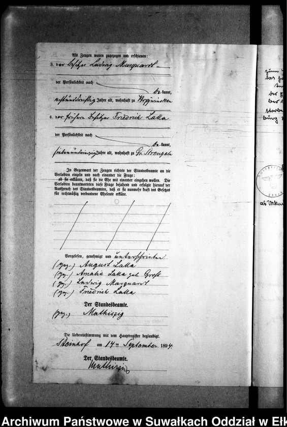 image.from.unit.number "Heiraths-Neben-Register des Preussischen Standes-Amtes Gr. Strengeln Kreis Angerburg"