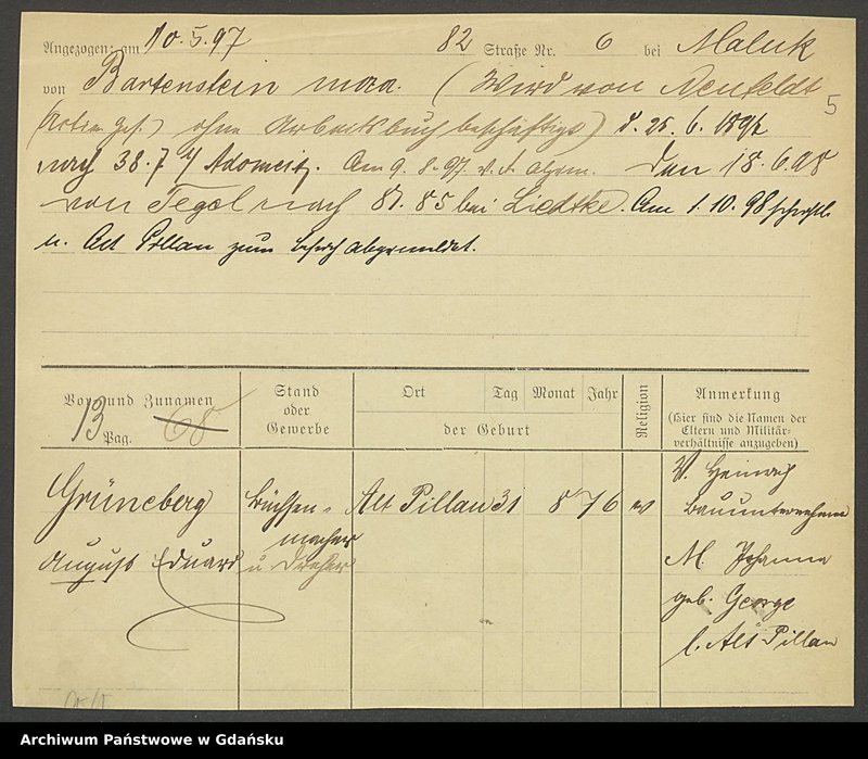 image.from.unit.number "Karty meldunkowe: Grüneberg - Grütz D."