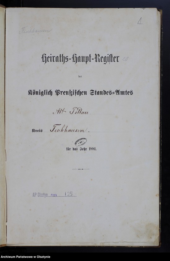 image.from.unit.number "Heiraths-Haupt-Register Nr 1 - 20"