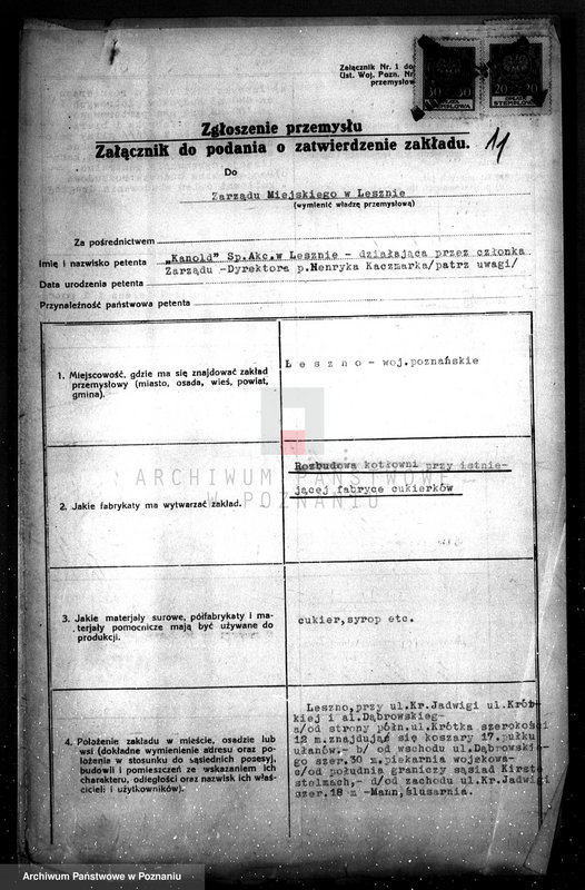 Obraz 16 z jednostki "Zatwierdzenie zakładu przemysłowego /fabryki cukierków "Kanold" w Lesznie"