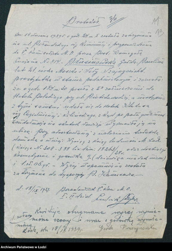 Obraz 15 z jednostki "V Komisariat [protokoły zajść, aresztowań, kradzieży i innych wypadków]"