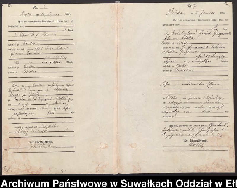image.from.unit.number "Sterbe-Haupt-Register des Königlichen Preussischen Standes-Amtes Bialla Kreis Johannisburg"