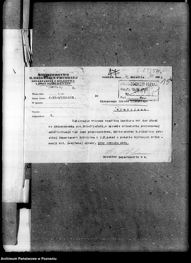 Obraz 20 z jednostki "Sprawy agrarnej reformy Główny Urząd Ziemski w Warszawie Przyszły Okręg Urząd Ziemski w Poznaniu"