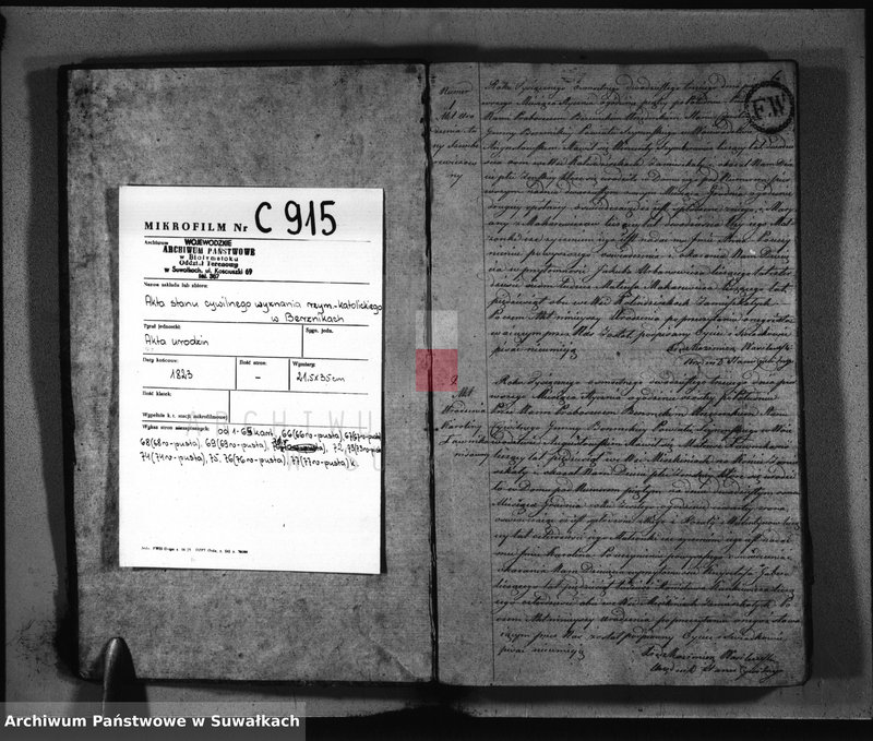 Obraz 3 z jednostki "Akta Urodzonych Gminy Berznickiey Roku 1823 od 1-go Stycznia do 31 Grudnia"