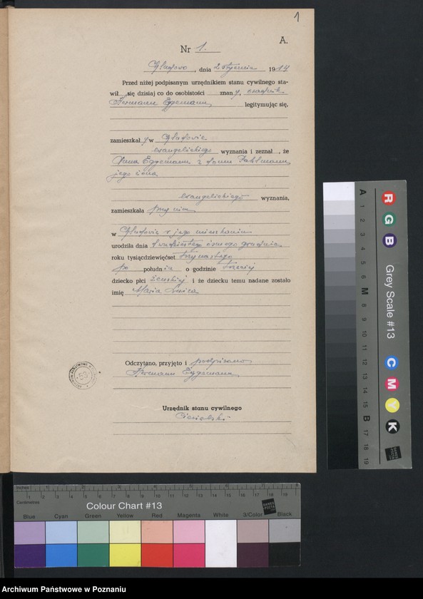 Obraz 3 z jednostki "Księga urodzin [Rejestr poboczny urodzeń]"