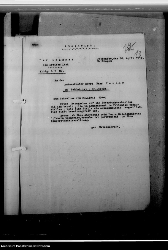 Obraz 17 z jednostki "Jambor, Hans, Bewerbung - um eine Amtskommissarstelle"