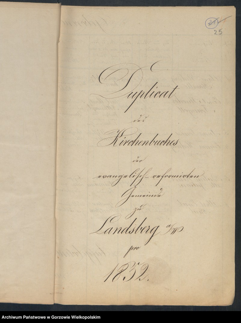 image.from.unit.number "Duplikate der Kirchenbücher Evangelisch-Reformierte Gemeinde, Zweiter Dragoner Regiment, Achtes Landwehr Regiment zu Landsberg an der Warthe"