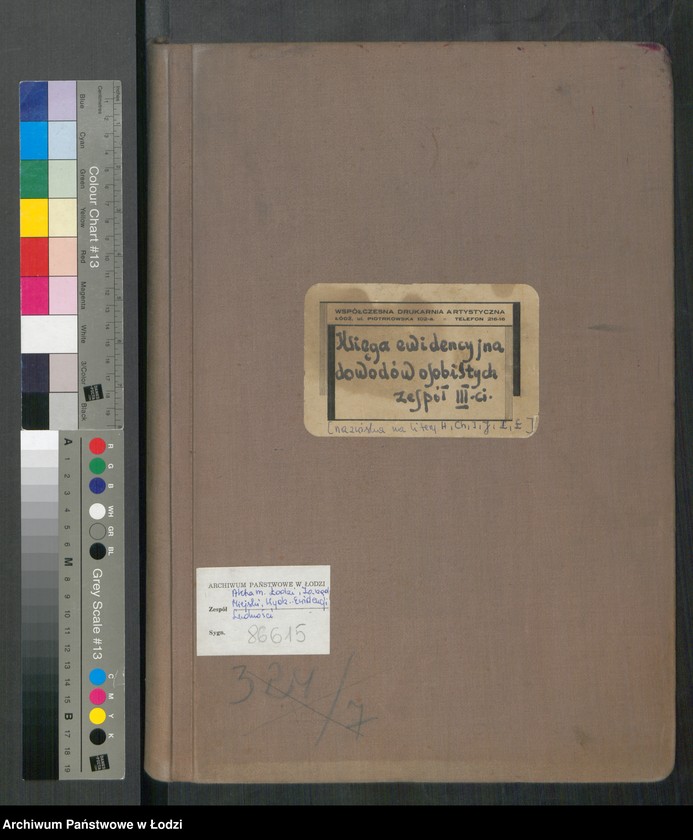 image.from.unit.number "Ewidencja dowodów osobistych wydanych przez Zarząd Miejski w Łodzi, zespół nr 3 [- nazwiska na litery Ch, H, I, J, L, Ł]"