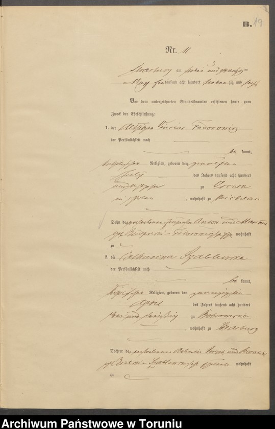 image.from.unit.number "Heiraths-Neben-Register Stadt Strasburg [Brodnica-Miasto] für das Jahr 1876"