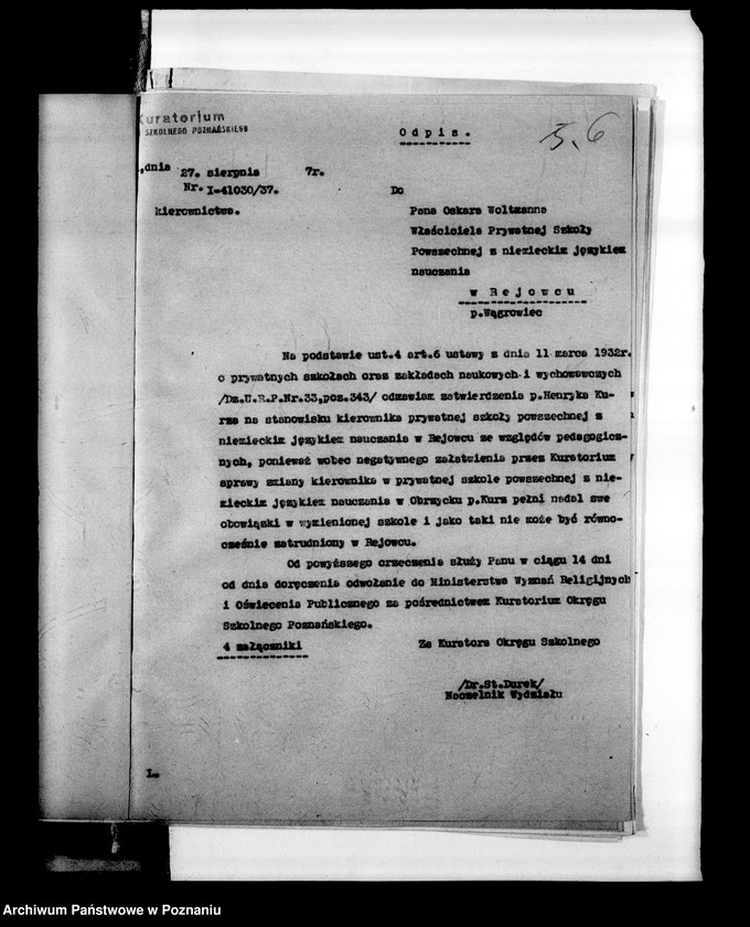 Obraz 9 z jednostki "Prywatna Szkoła Powszechna z niemieckim językiem nauczania Rejowiec powiat Wągrowiec"