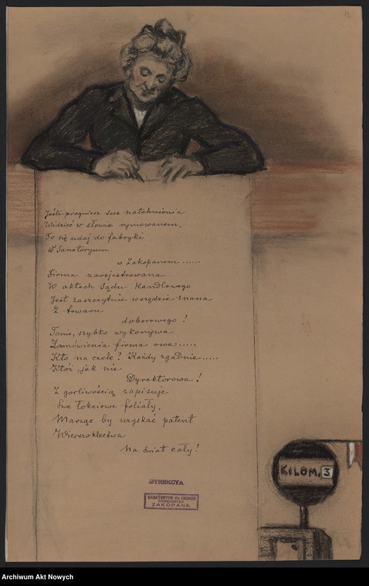 image.from.unit.number "6 listopada 1910; Sanatorium Zakopane. Album wierszy i rysunków ofiarowany przez Sanatorium dla Piersiowo Chorych w Zakopanem, zawiera także toast dr Józefa Skłodowskiego"